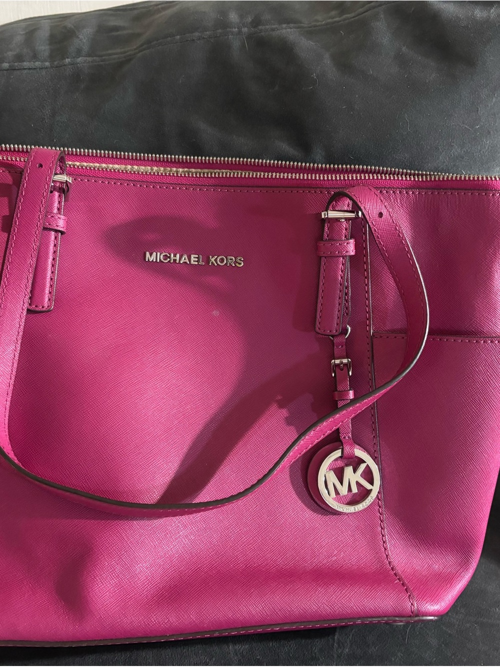 Michael Kors Fuchsia Saffiano Shoulder Tote